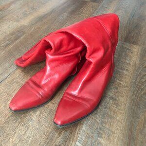 Vintage Arnold Churgin Red Leather Boots - Calf High Boots - Fits like US 8